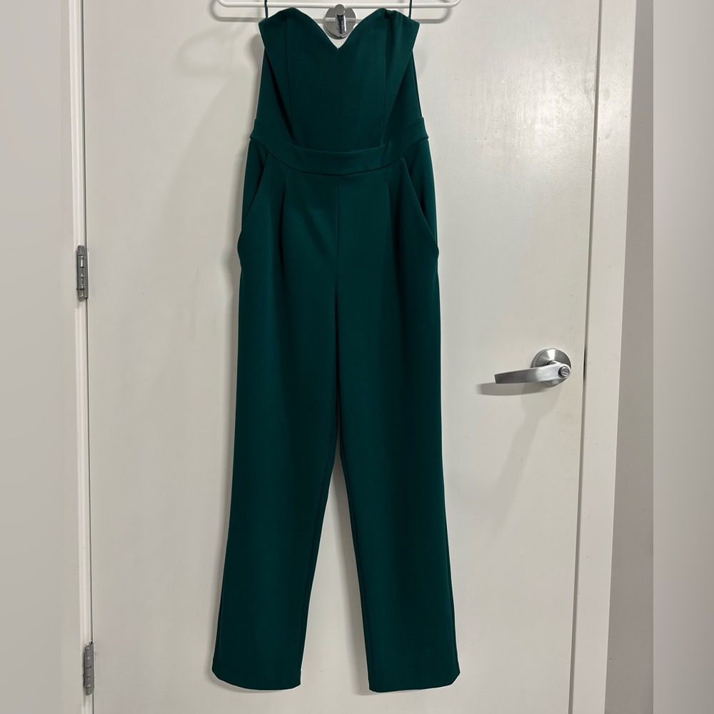 Express green sweetheart strapless jumpsuit